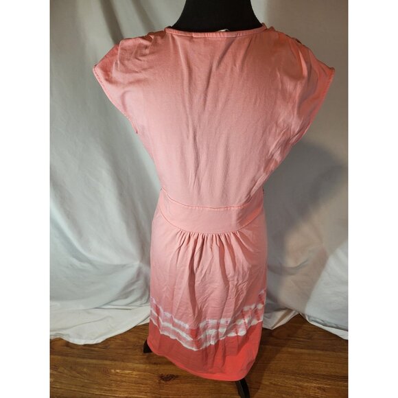 Lands End Dress Small Pink Tie Dye Stretch Pima Faux Wrap Beach - Picture 5 of 6